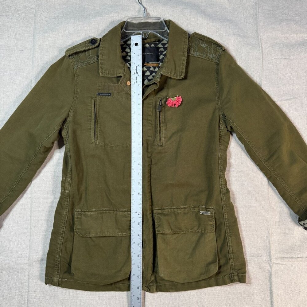 Maison Scotch Green Utility Jacket Linen Blend Women’s Small Casual Coat - Picture 15 of 16